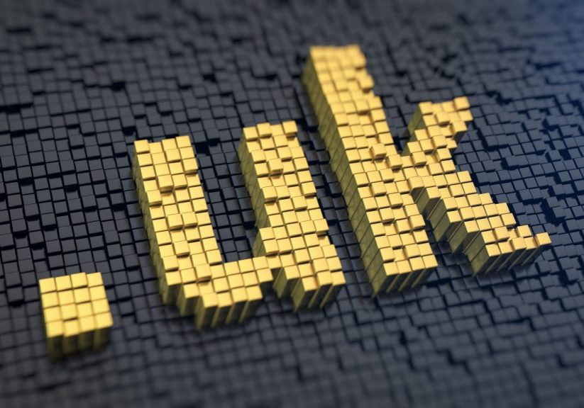 33291950 - symbols of uk of the yellow square pixels on a black matrix background